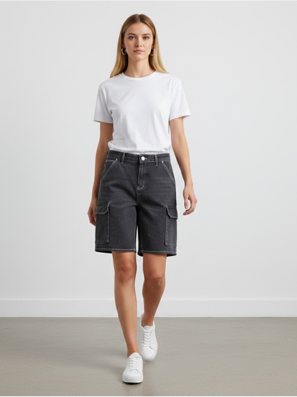 NEW Jules Black Cargo Shorts with Contrast Stitching Sz 30